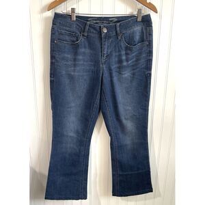 Seven 7 Ankle Flare Jeans Womens Size 8 Blue Denim Dark Wash‎ Mid Rise